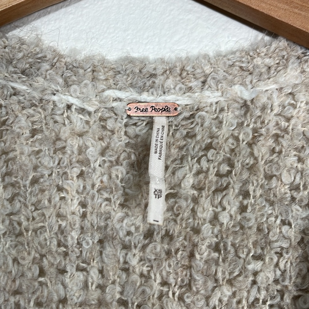 Free People Taupe oversized alpaca blend snap front Cardigan size extra small - Picture 2 of 9